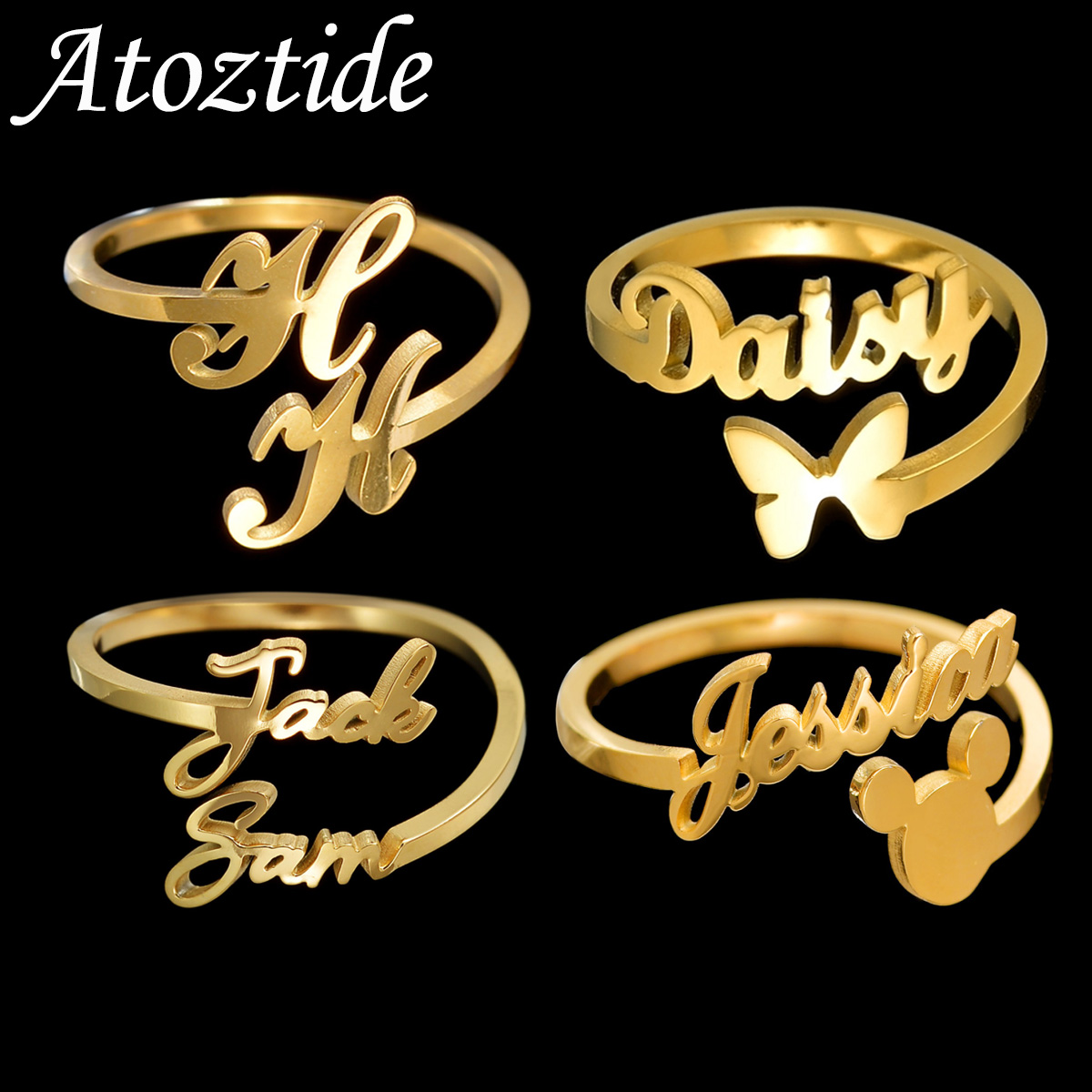 Initial Ring Custom - Atoztide – bagues avec noms personnalisés