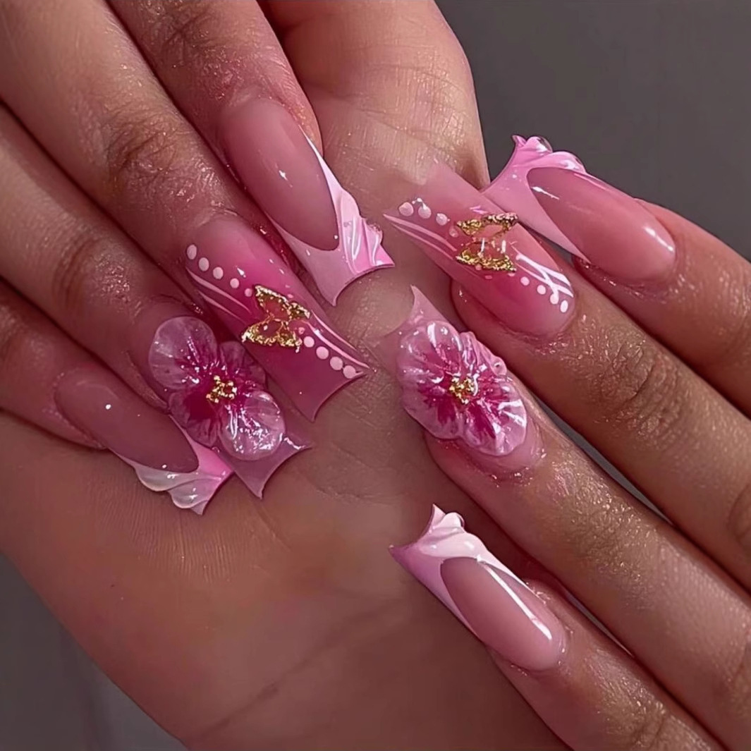 Faux ongles français à pressio - Pressed Flower Art avis et prix